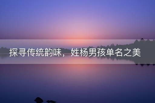 探寻传统韵味，姓杨男孩单名之美