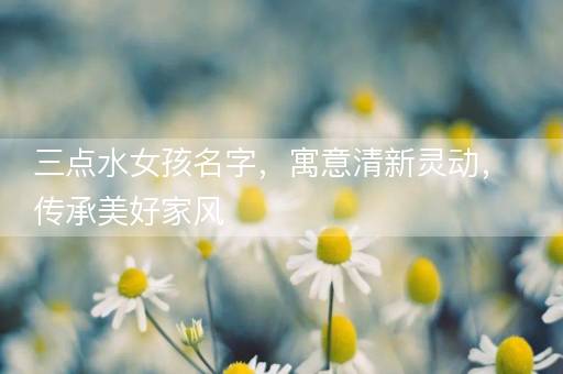 三点水女孩名字，寓意清新灵动，传承美好家风