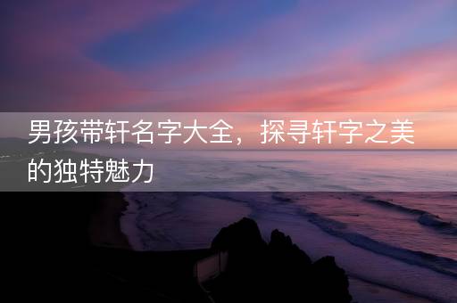 男孩带轩名字大全，探寻轩字之美的独特魅力