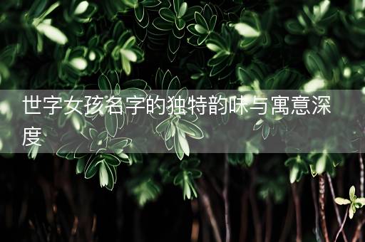 世字女孩名字的独特韵味与寓意深度