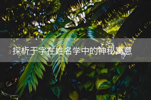 探析于字在姓名学中的神秘寓意