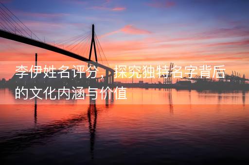 李伊姓名评分，探究独特名字背后的文化内涵与价值