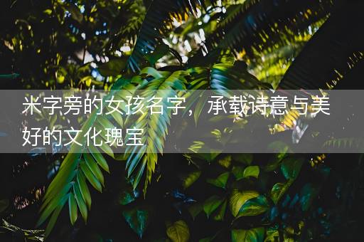 米字旁的女孩名字，承载诗意与美好的文化瑰宝