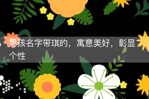 男孩名字带琪的，寓意美好，彰显个性