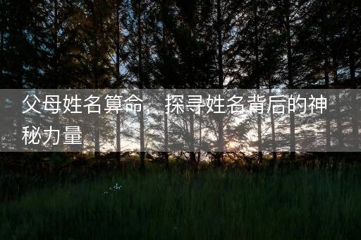父母姓名算命，探寻姓名背后的神秘力量