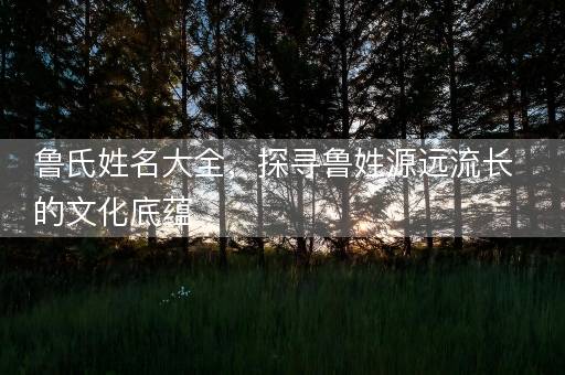 鲁氏姓名大全，探寻鲁姓源远流长的文化底蕴