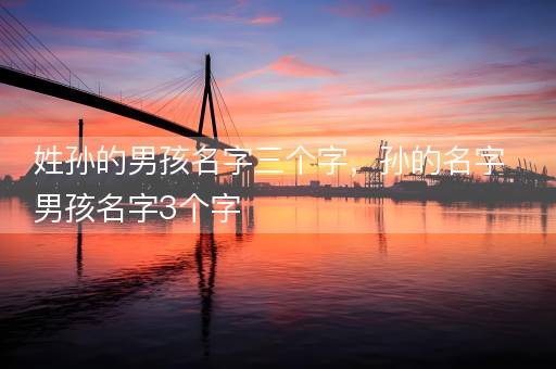 姓孙的男孩名字三个字，孙的名字男孩名字3个字