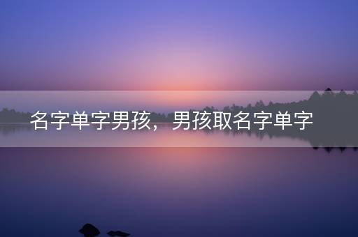 名字单字男孩，男孩取名字单字