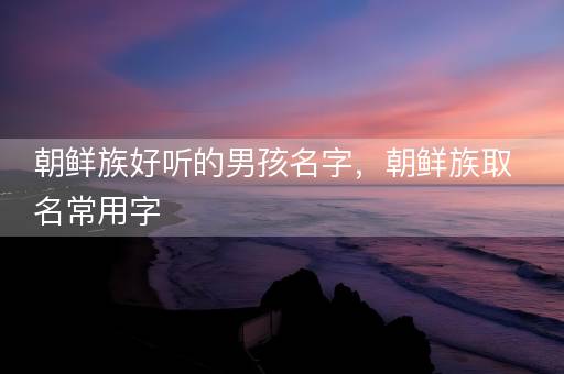 朝鲜族好听的男孩名字，朝鲜族取名常用字