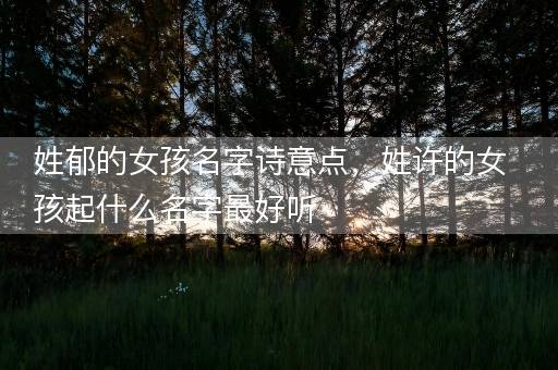姓郁的女孩名字诗意点，姓许的女孩起什么名字最好听