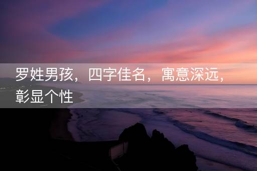 罗姓男孩，四字佳名，寓意深远，彰显个性