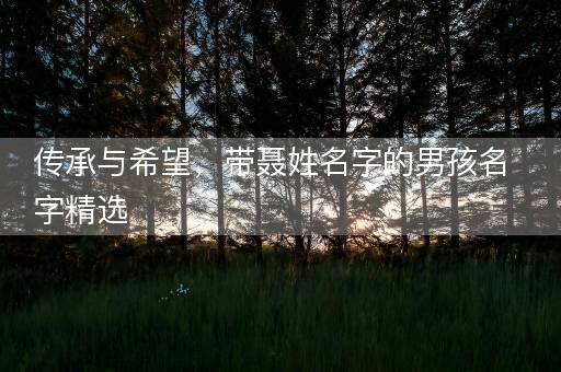 传承与希望，带聂姓名字的男孩名字精选
